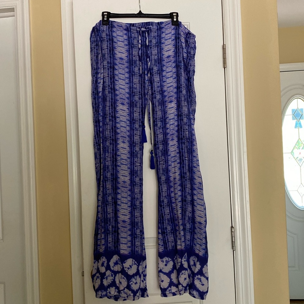 Bindya New York Beautiful Print Wide Leg Adjustable Waist Pants NeverUsed